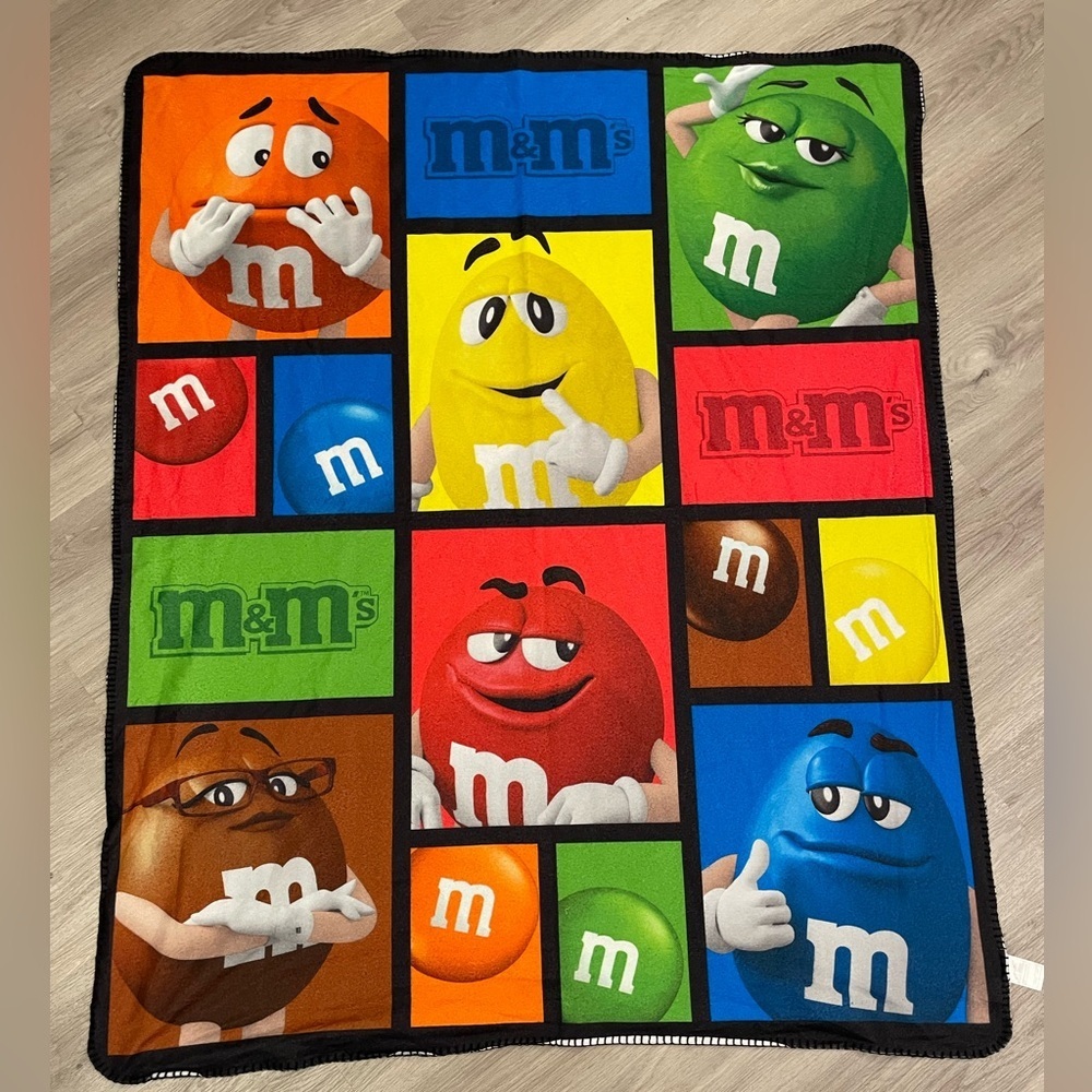 M&Ms Soft Fleecy Thin Blanket Throw. 59”x48”